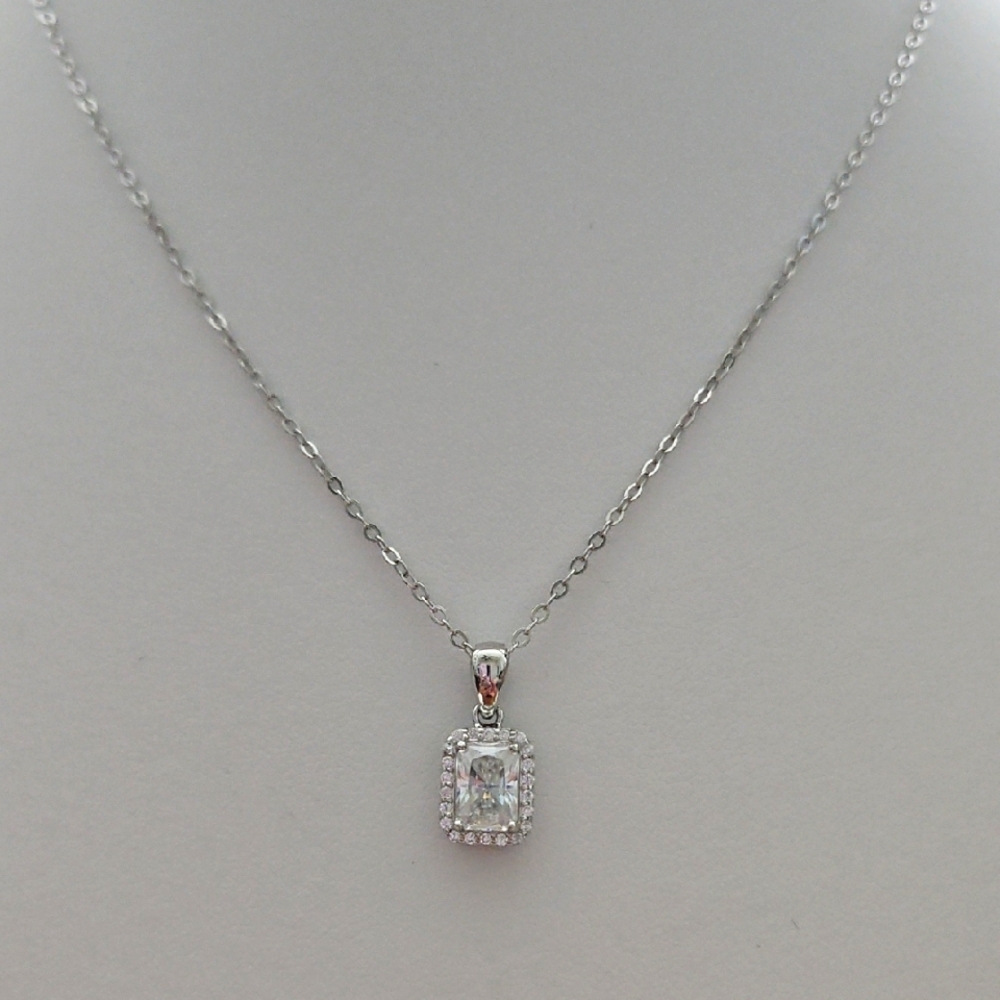 1ct Radiant Cut Moissanite Necklace